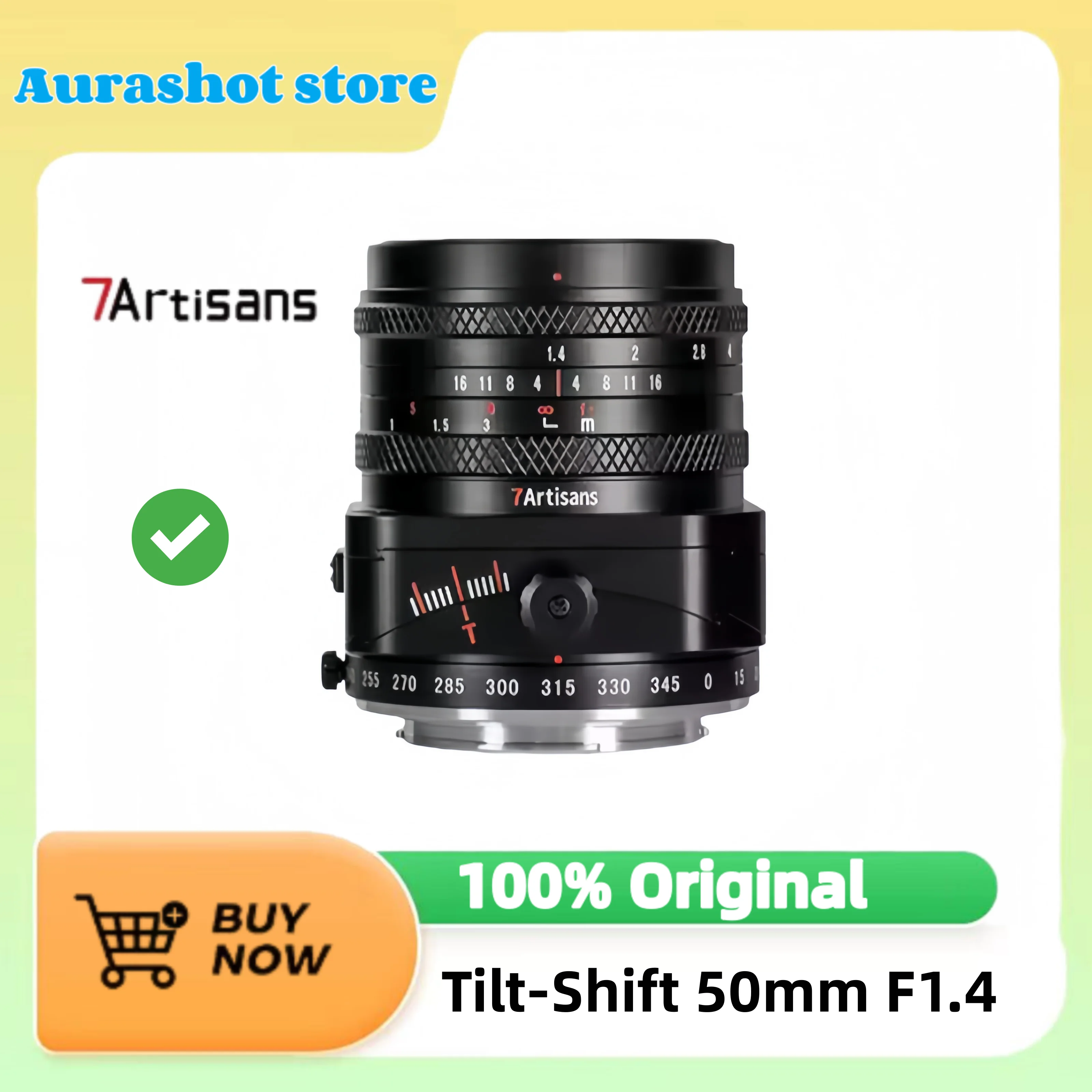 7artisans 50mm F1.4 Tilt-Shift Manual Lens Large Aperture APS-C Lens with 2-in-1 For Sony E ZVE10 FUJIFX X-T1 Micro 4/3 E-PL1