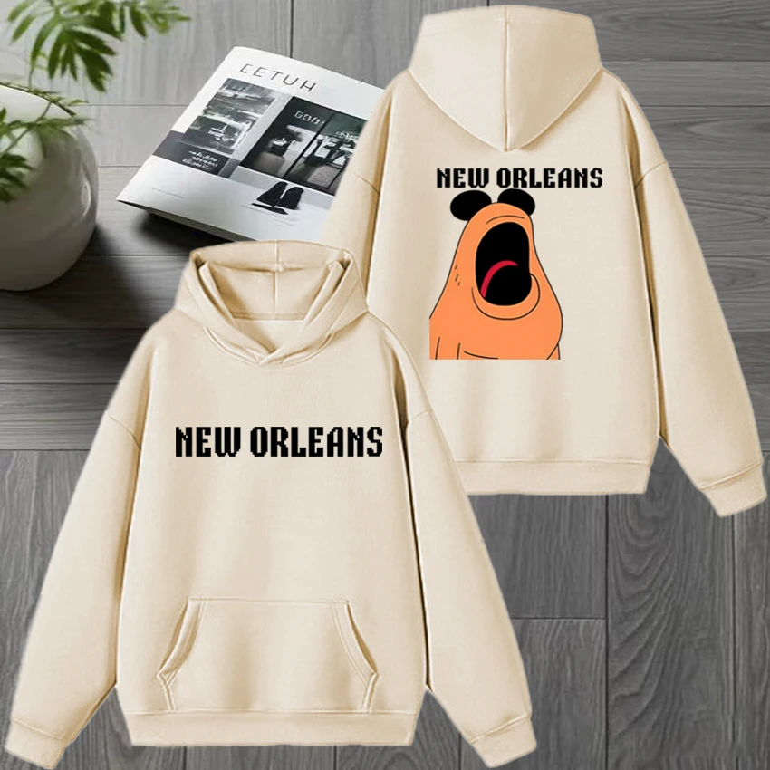 Funny New Orleans Marcus The Worm Art Meme Cartoon Character Graphic Hoodie Unisex harajuku Fleece Sweatshirt Men women pullover