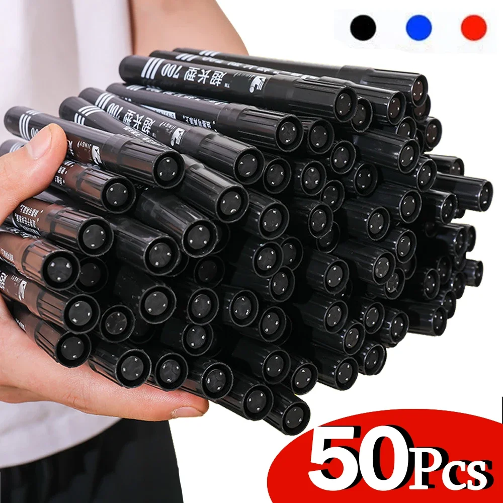 

Набор из 50 водостойких перманентных маркеров (черные/красные/синие) для шин, быстросохнущие, масляные, для творчества и школы