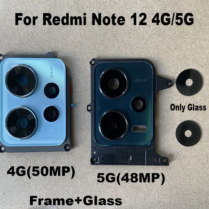 Original New Back Camera Glass For Xiaomi Redmi Note 12 4G 5G Rear Camera Glass Lens With Frame