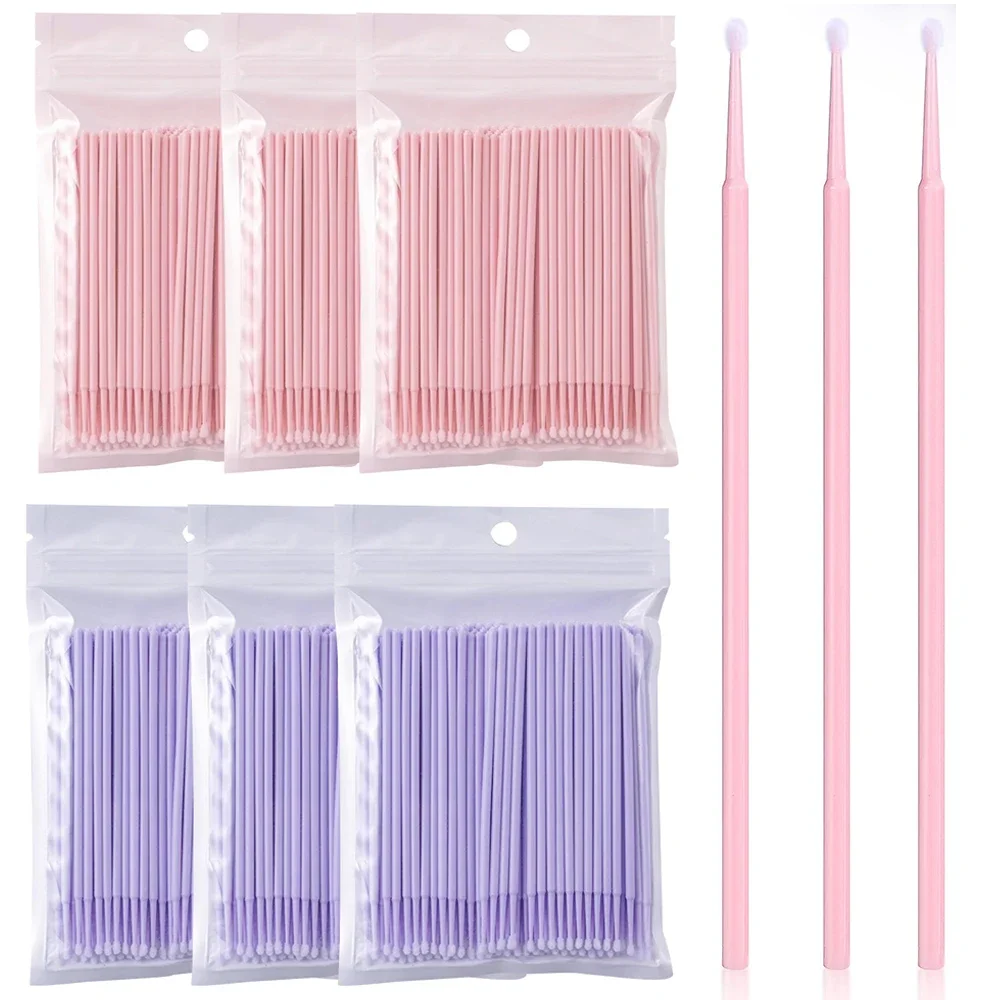 100Pcs Disposable Micro Cotton Swabs Lash Extension Cleaning Brush Household Salon Makeup Supply