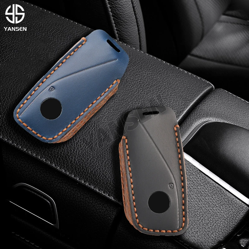 

2024 New Leather Car Remote Key Case Cover Holder For BMW 7 Series X7 XM I7 IX U11 U06 740Li Ixs G21 F40 Keychain Accessories