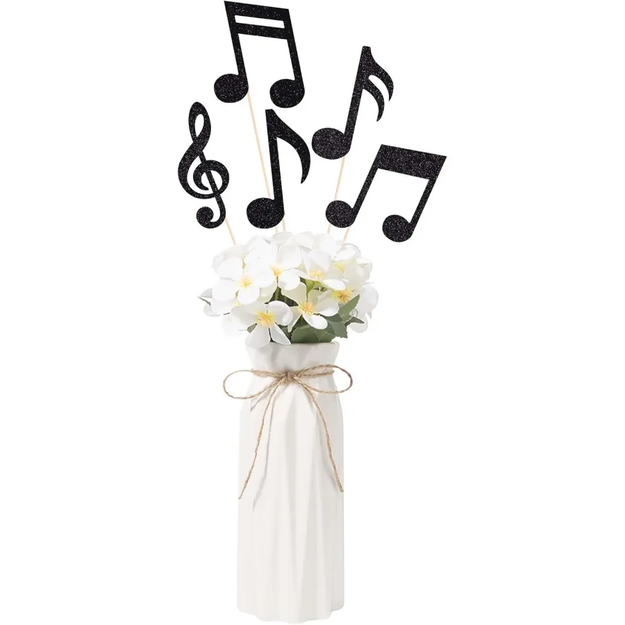 10 peças de notas musicais peças centrais decorações de festa pretas notas musicais