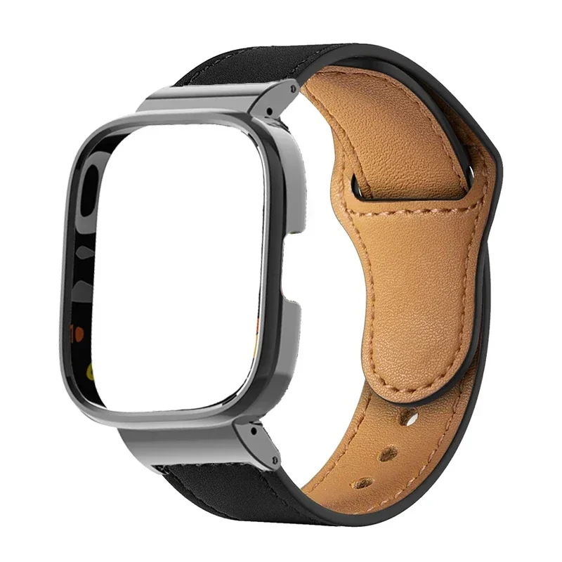 For Redmi Watch 3 Active Bracelet Wrist Strap Leather Band+Metal Case Protector for Redmi Watch 3/2 Lite/Mi Watch Lite Bracelets