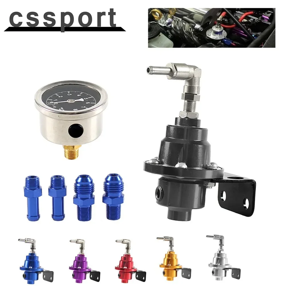 

Aluminum Adjustable Fuel Pressure Regulator with Gauge Kit Vehicle Refitting Fuel Supercharger Regulating Valve