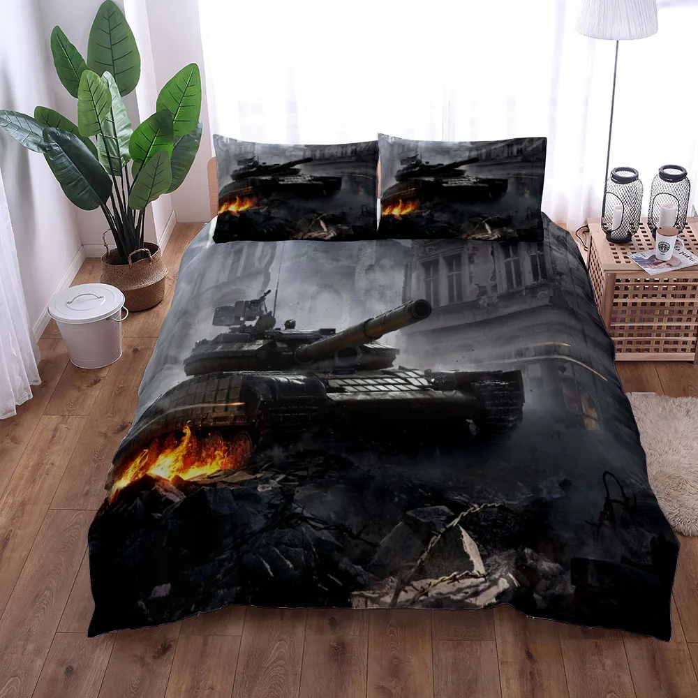 Imagem -04 - Tanques Militares Duvet Cover Conjunto para Meninos Cama de Linho Rei Rainha Duplo Completo Gêmeo Tamanho Único