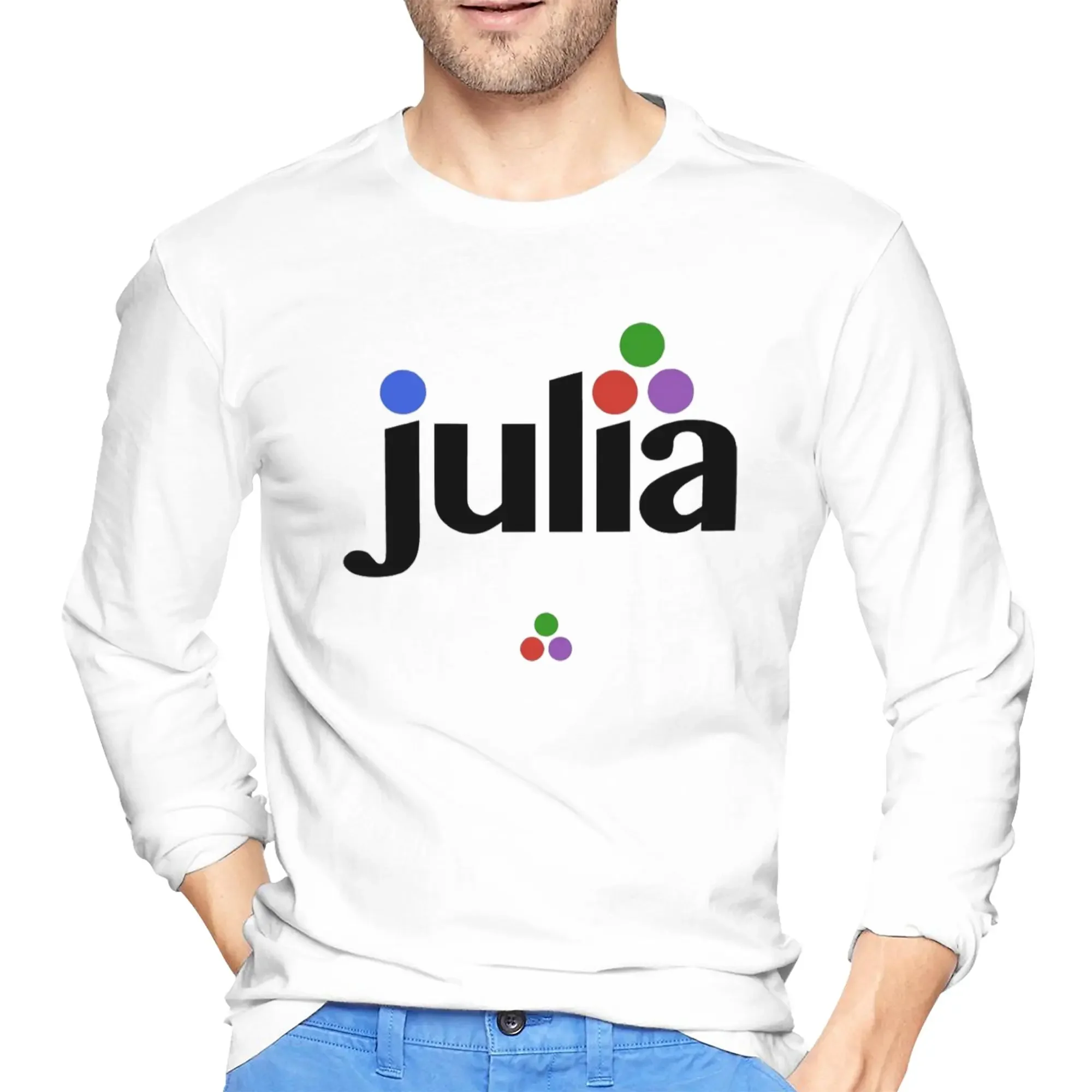 

Julia Hex Logo Men's Long Sleeved T-shirt Breathable Round Neck T shirts Spring and Autumn Men tops