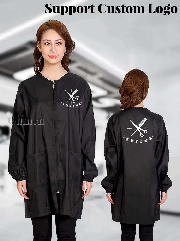 M/L/XL Long Sleeve Work Clothes Chameleon Waterproof Gown Customized Logo Salon Hairdressing Pet Grooming Haircut Apron