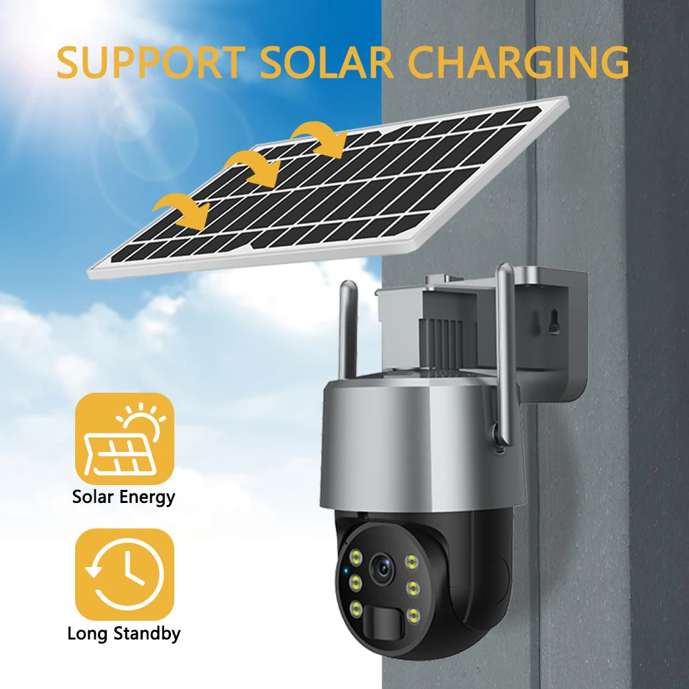 5MP HD Wireless Outdoor  Solar PTZ Camera CCTV Solar Panel Recharge Li-Batteries Surveillance Camera Works With Tuya APP