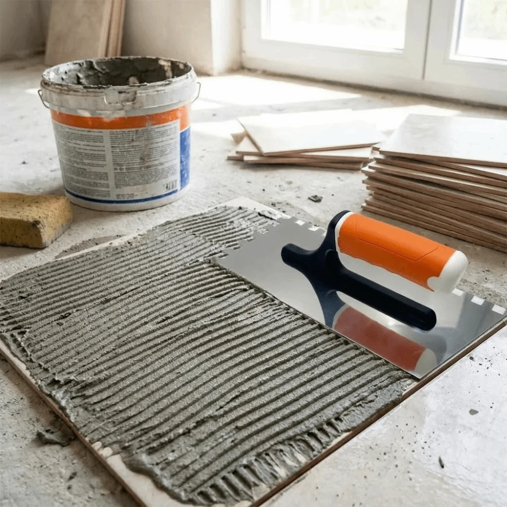 

Orange Grip Cement Trowel Stainless Steel Blade Serrated Notched Notched Float Comfortable Grip Sturdy Build
