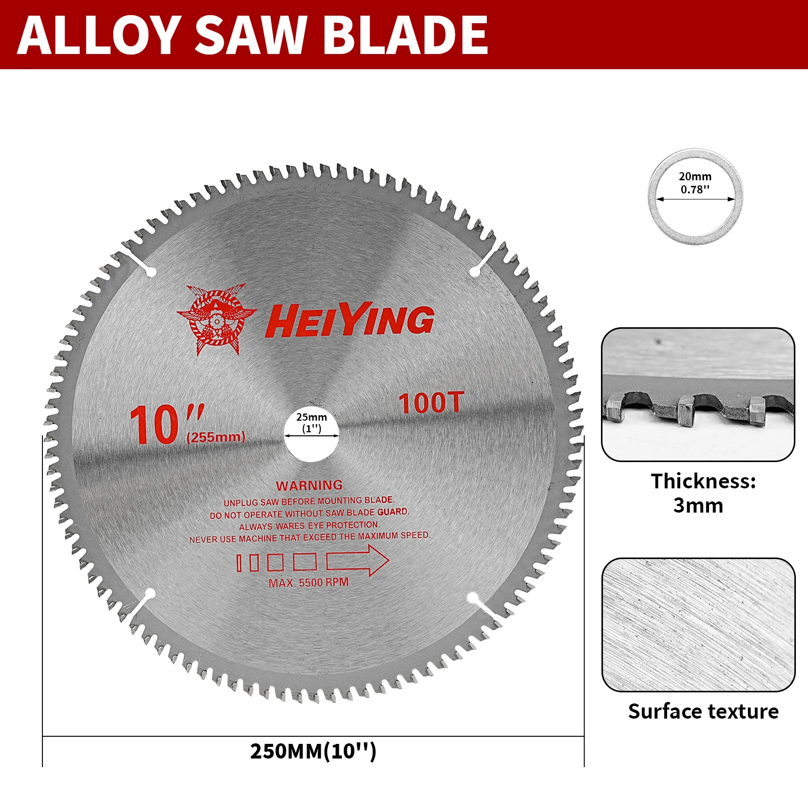 NuoDunco 10-Inch Alloy Saw Blade Woodworking Saw Blade 100T120T Circula Cutting Disk for Hardwood, Fiberboard, PVC Cutting Tools