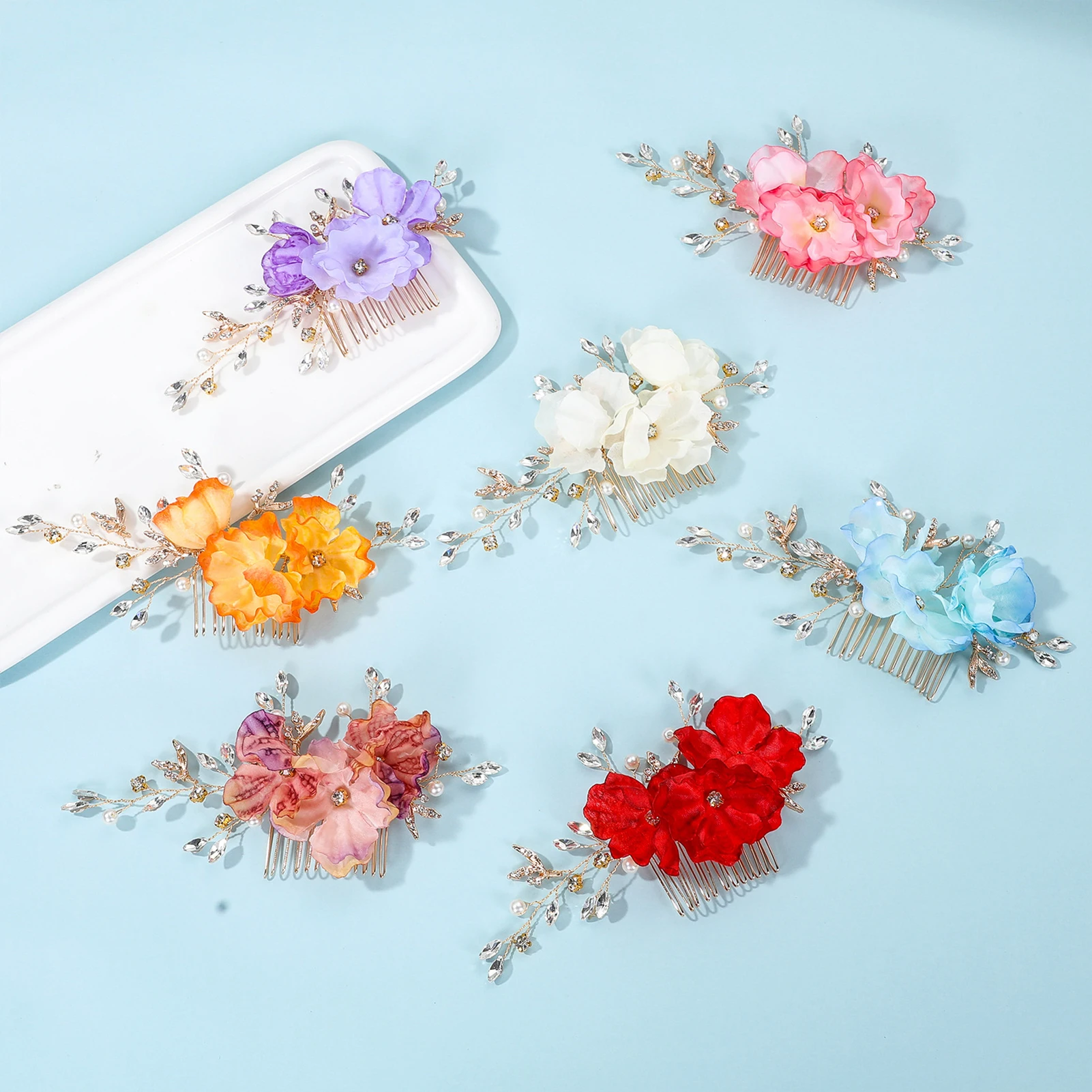 

Свадебная расческа для волос из сплава с кристаллами, заколка для волос, свадебные цветочные расчески для волос, ювелирные изделия, женский головной убор для невесты, вечерние украшения для волос подружки невесты