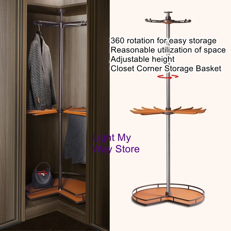 Closet swivel hangers household cabinet storage hardware three-tier corner swivel hangers 360 degree corner hangers