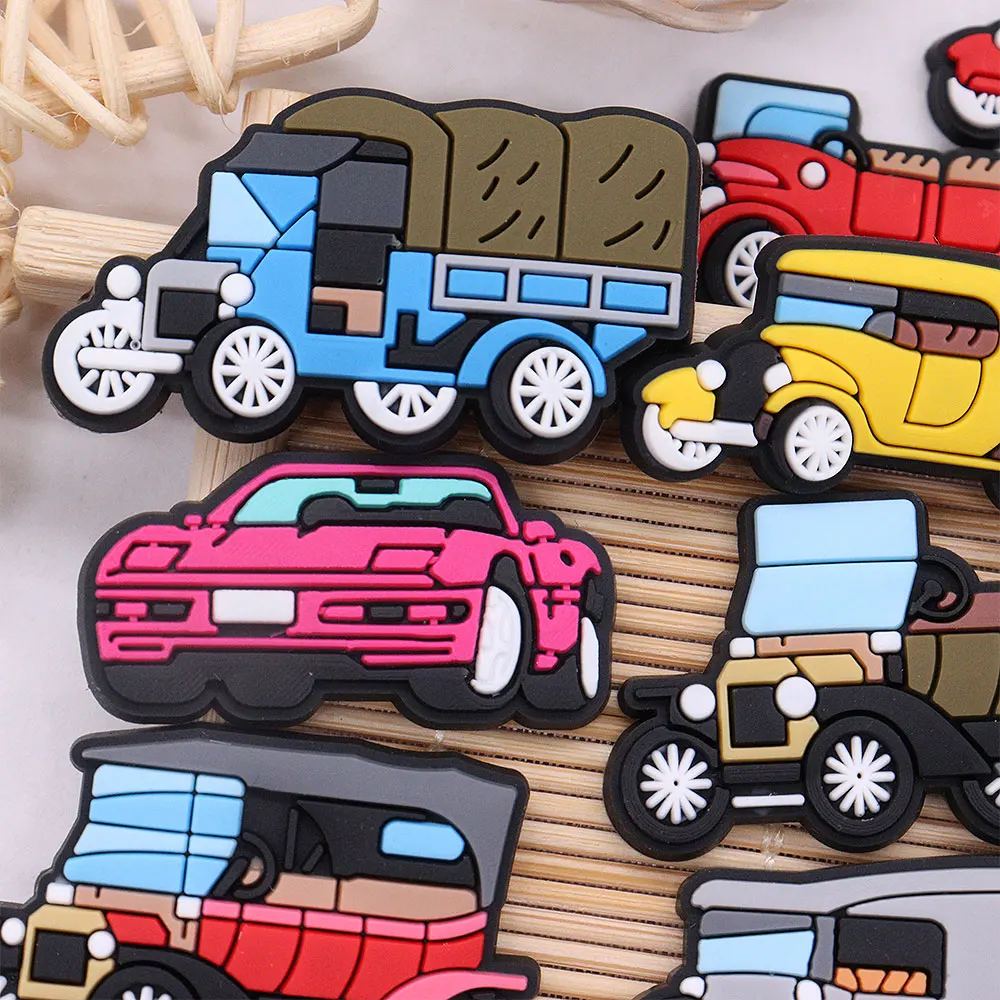 1-13Pcs PVC Cars Early Automobiles Sandals Charms Accessories Clogs Children Garden Shoe Buckle Fit Birthday Present