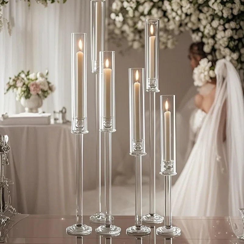 Nordischer Stil, leichter Luxus, transparenter Kerzenhalter aus Kristallglas, Jahr des Pferdes, Hochzeitskerzenhalter, Tischdekoration