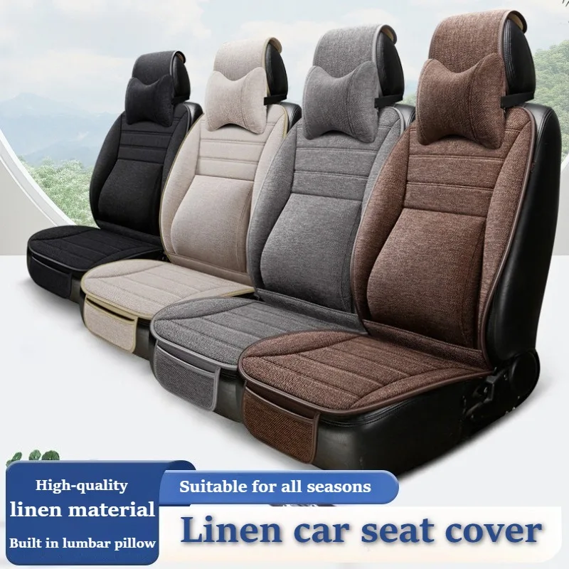 

Breathable Linen Car Seat Cover Full Set Universal Car Seat Protector Pad Car Accessories Interior Comfortable Flax Seat Cushion