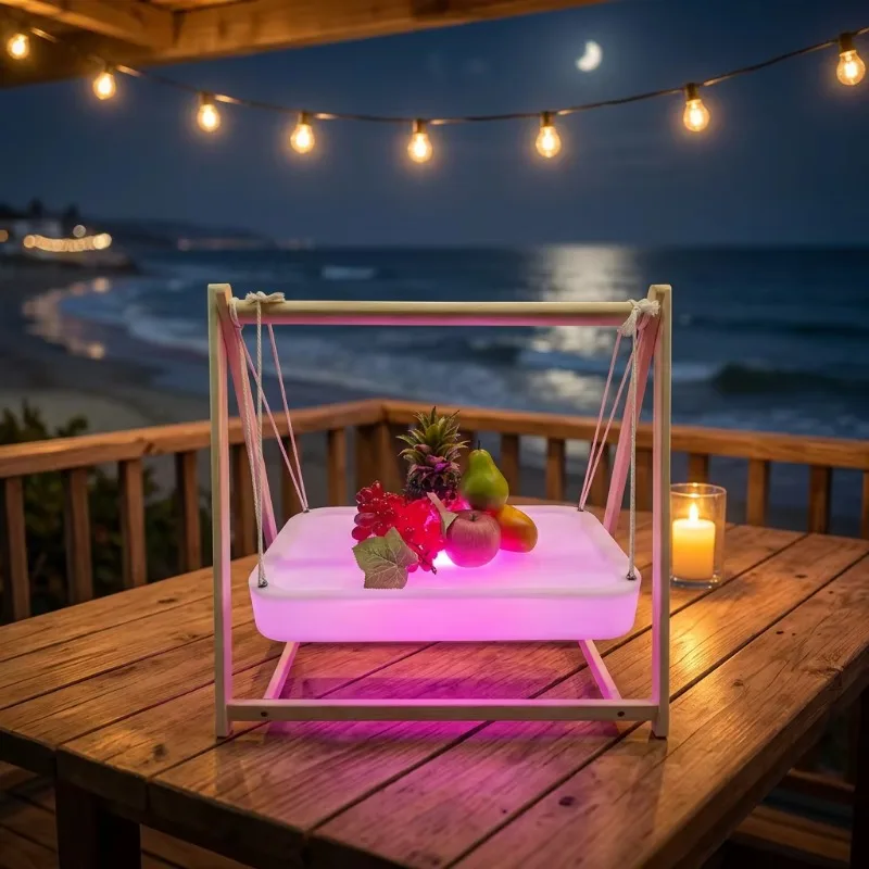 Plastic square tray desk lamp DC waterproof, anti-drop, color-changing fruit CD, suitable for desktop restaurants and bars
