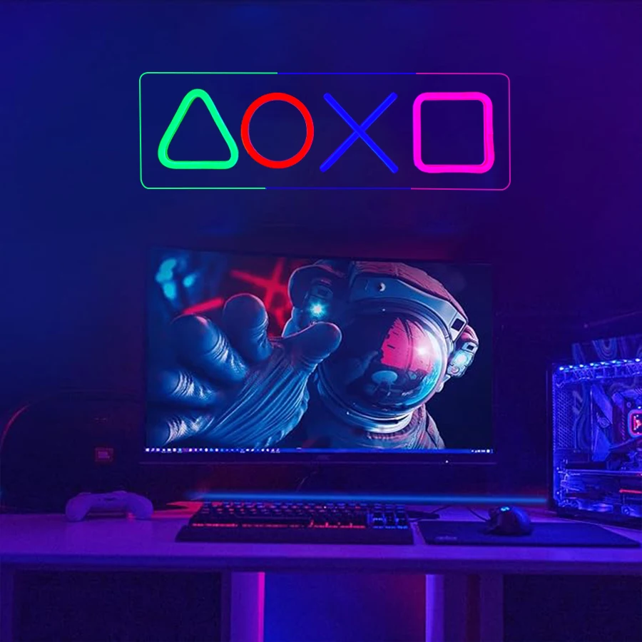 PS4 Game Icon Neon Sign Light for Gaming Room Decoration Wall Hanging Atmosphere Lamp LED Colorful Lighting Room Club Art Decor