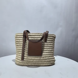 Women's Bag 2024 Summer New Style Casual Vacation Large-capacity Retro One-shoulder Portable Commuting Woven Bag