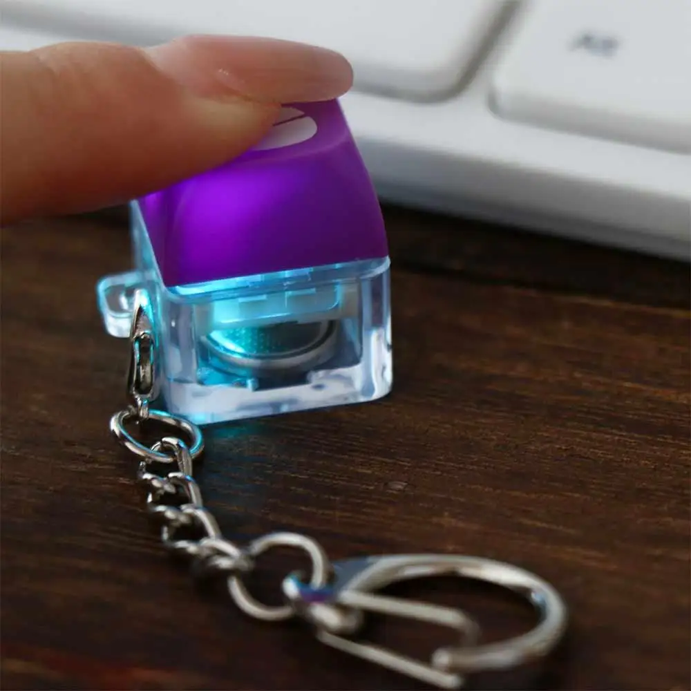 

LED Wooden Fish Keyboard Keychain Wooden Fish ABS Mechanical Keyboard Key Chain Keyboard Switche Removable
