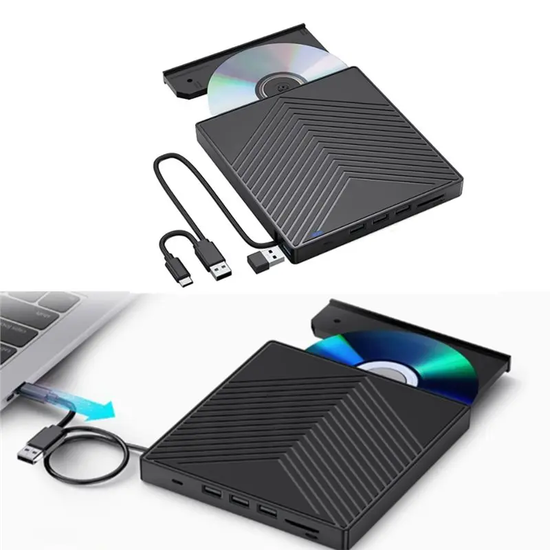 FEDI-USB 3.0 Type-C 8-In-1 External CD/DVD RW Optical Drive Multi-Function DVD Player Burner Writer/Reader For PC Laptop