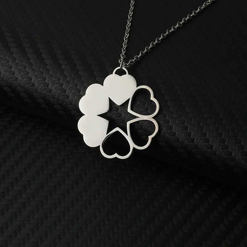 Персонализированное ожерелье с сердечками и клевером из нержавеющей стали, колье, кулон, ювелирные изделия, подарки на день рождения, подружку невесты, день матери