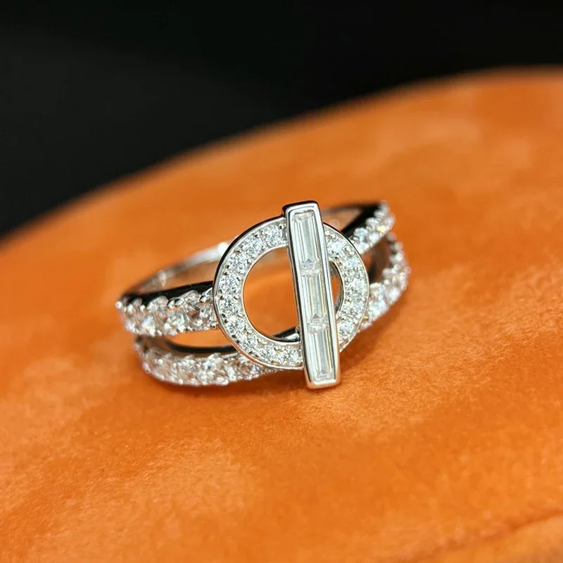 

Hot 2025 Trend Classic 925 Sterling Silver Double Row Line Ring Micro Full Zircons Women Fine Anniversary Festival Jewelry Gift