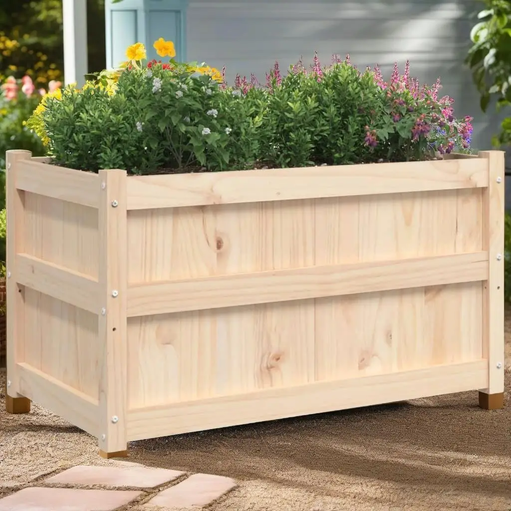 

Solid Wood Pine Garden Planter - 35.4x19.7x19.7 Outdoor Plant Box for Home & Garden Decor