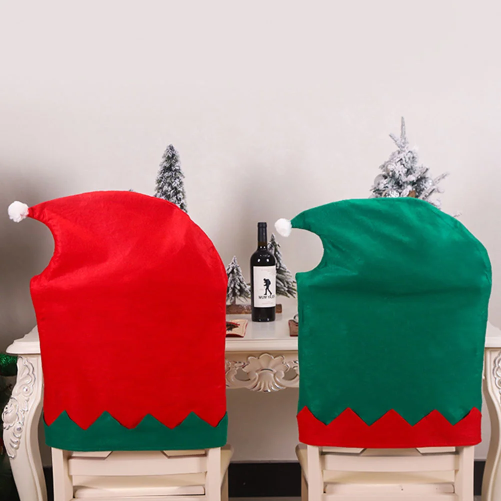 4Pcs Fashion Christmas Decorations Non-woven Chair Set Stool Set Chair Cover Chair Cover(Green and Red)