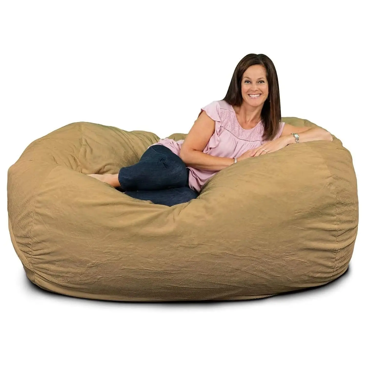 Oversize Bean Bag Chair for Adults, Comfy Lounge Sofa Furniture, Camel Suede, Customized