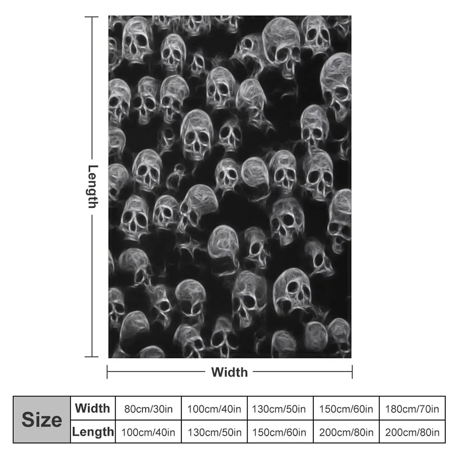 Black and white skulls. Throw Blanket couch cozy soft plush fuzzy picnic outdoor blanket