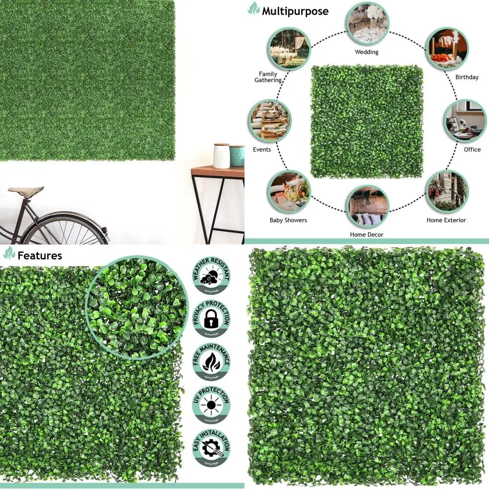 

Искусственные панели из самшита 20x20 см для создания живой изгороди и зеленого фона, идеально подходят для внутреннего и наружного декора