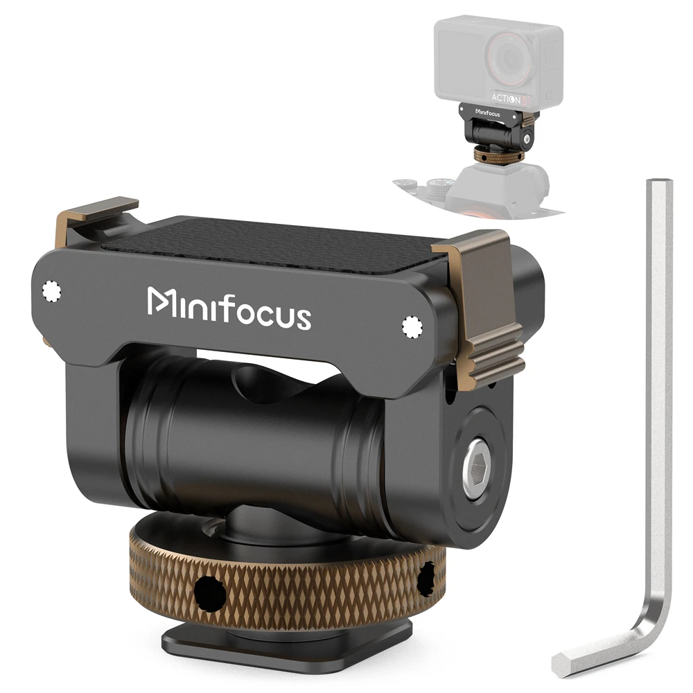 Minifocus Cold Shoe Adapter Quick Release Mount for DJI Osmo 360 / Action 5 Pro / 4 / 3, 160° Tilt & 360° Rotation Adjustable