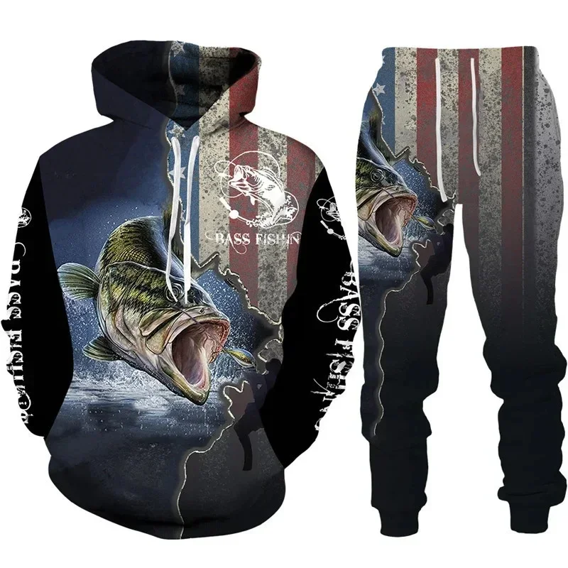 Men/Women Animal Fish Hunting Camo 3D Printed Hoodie/Set Harajuku Unisex Cool Tracksuit Fashion Hip Hop Streetwear Clothing Suit