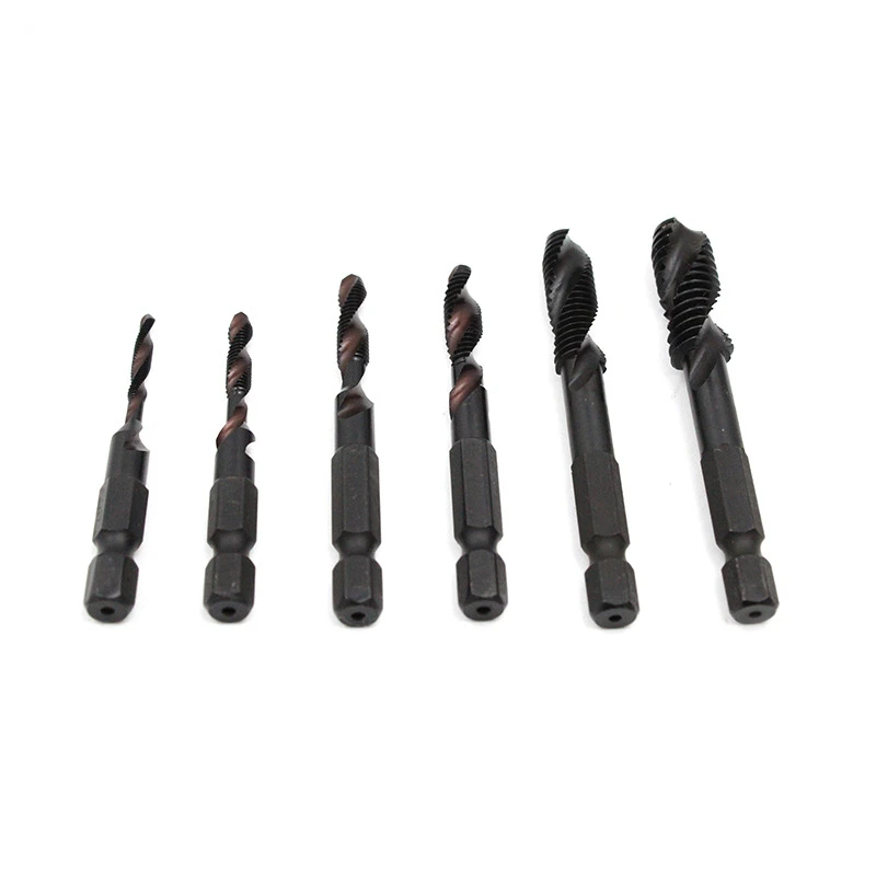 Hexagonal Shank Nitrided Black Spiral Taps Manual Thread Tapping Thread Repair Pneumatic Hexagonal Spiral Wire