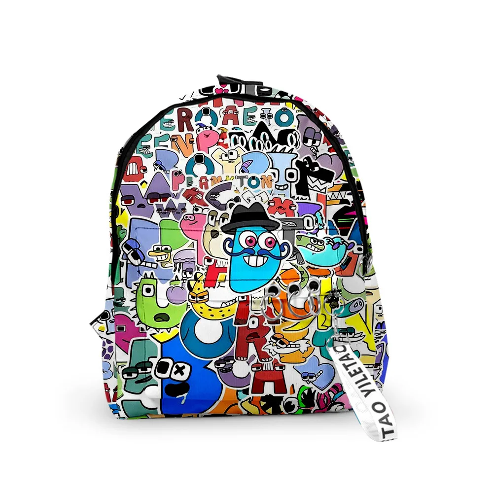 Classic Popular Alphabet Lore School Bag Cute Small Travel Bags 3D Print Oxford Waterproof Key Chain Notebook Backpacks