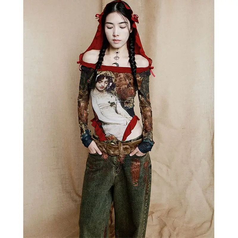 

Средневековый комбинезон с рюшами и бантом в стиле масляной живописи, модная женская одежда, осенняя коллекция 2023 года