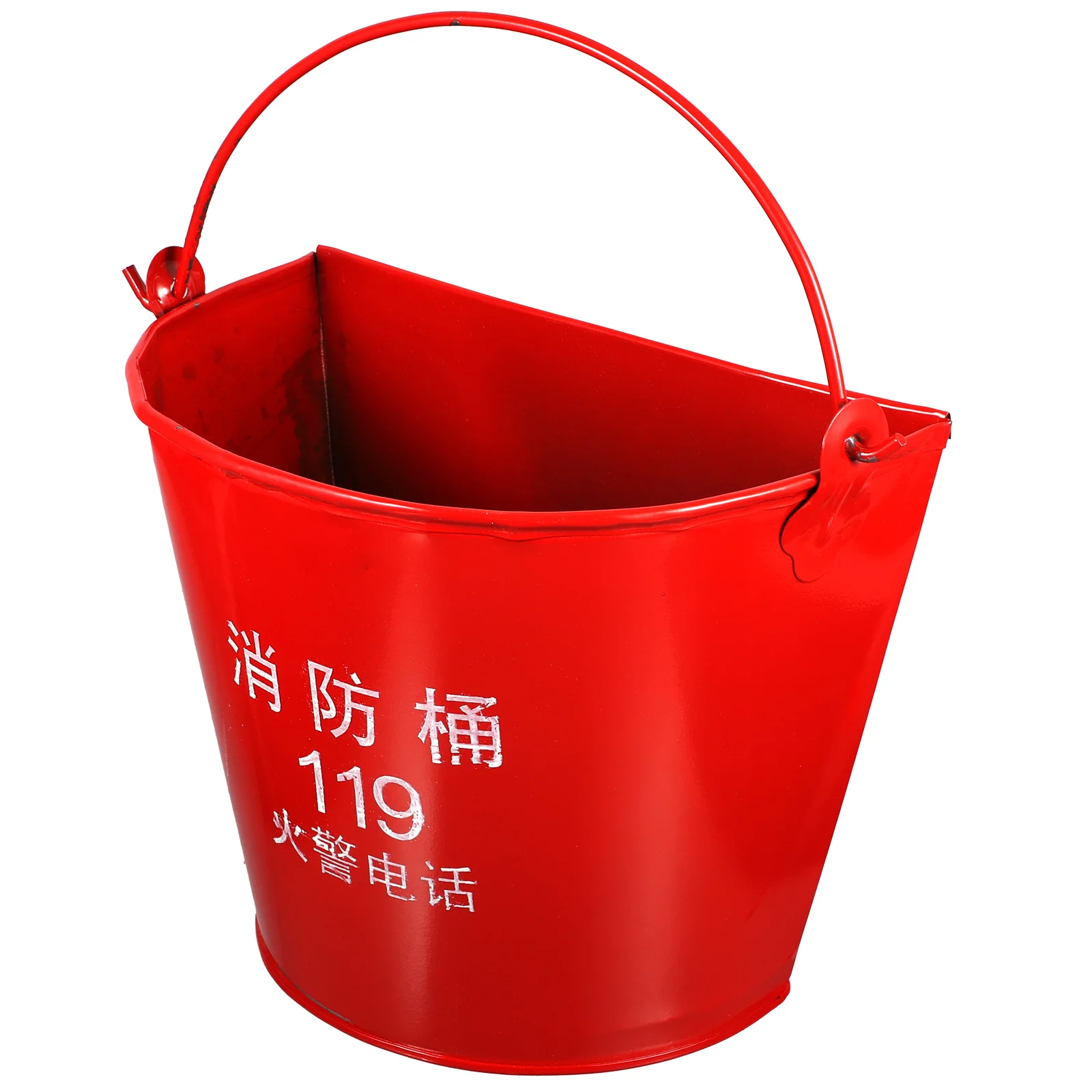 Balde de areia de emergência vermelho, ferro reforçado, equipamento de combate a incêndios, recipiente de areia semicircular criativo para uso de bombeiro, 1 peça