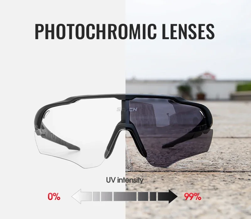SCVCN Photochrome Sonnenbrille Radsportbrille MTB Fahrradbrille Herren Sportbrille Laufbrille UV400 Schutzbrille – Detail 5