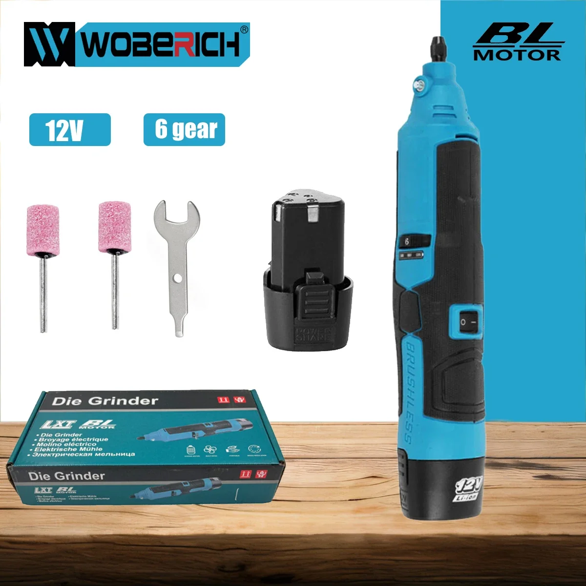 

WOBERICH 6-Speed 12V Wireless Drill Free Shipping Drilling Machine Engraver Rechargeable Electric Drill Wireless Grinder