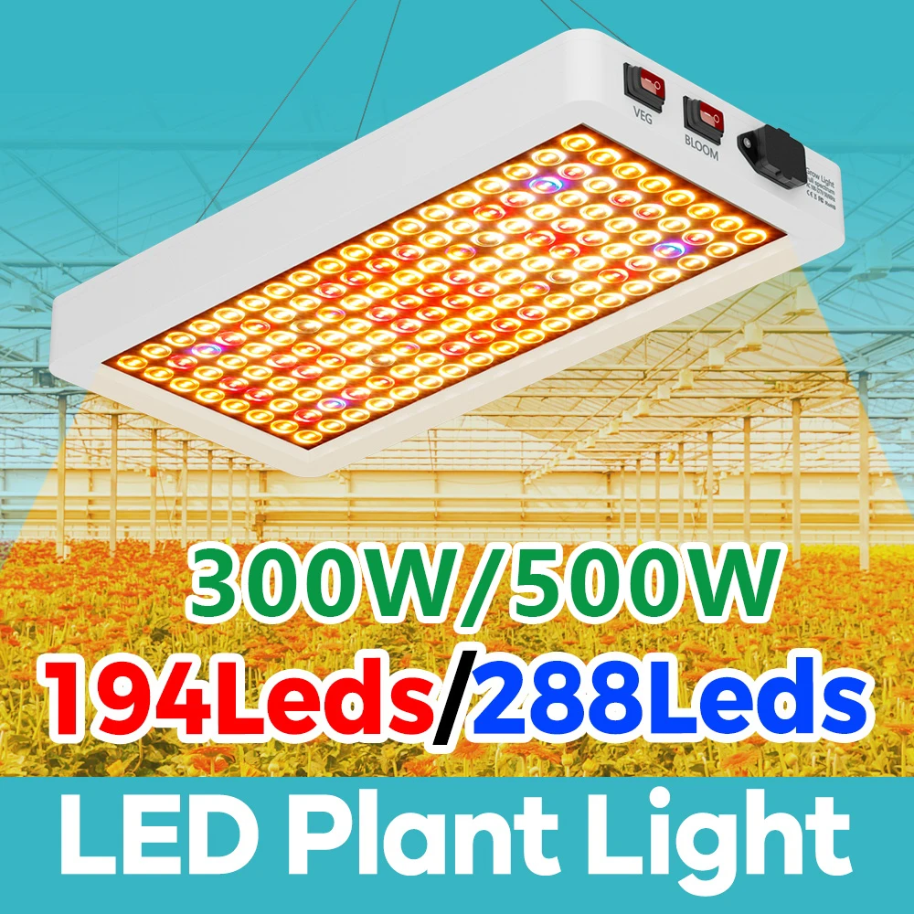 

Фитосветильник 500 Вт, 288 светодиодов, полный спектр, 100-270 В, 2 режима (цветение/рост), квантовые панели, для гидропоники и роста рассады