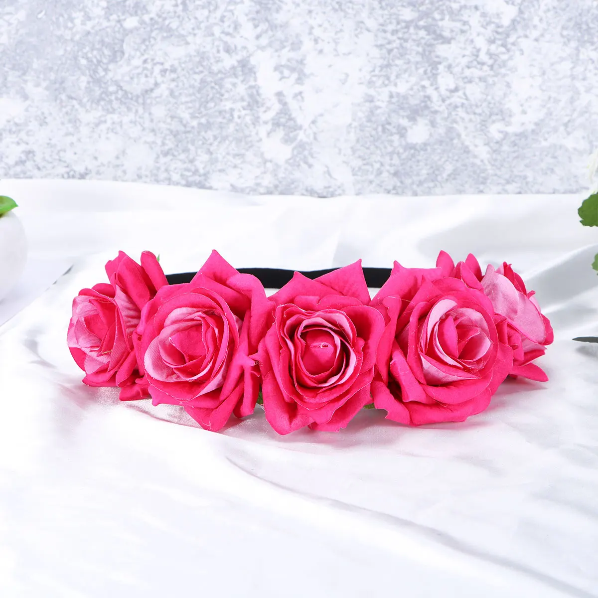 

Wedding Rose Headband Bride Flower Garland Hair Decorations for Party Headpiece Hairband