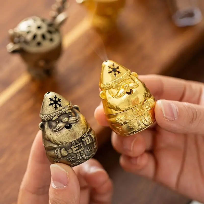 Metal Santa Claus Incense Burner With Hollow Snowflake Design Perfect
