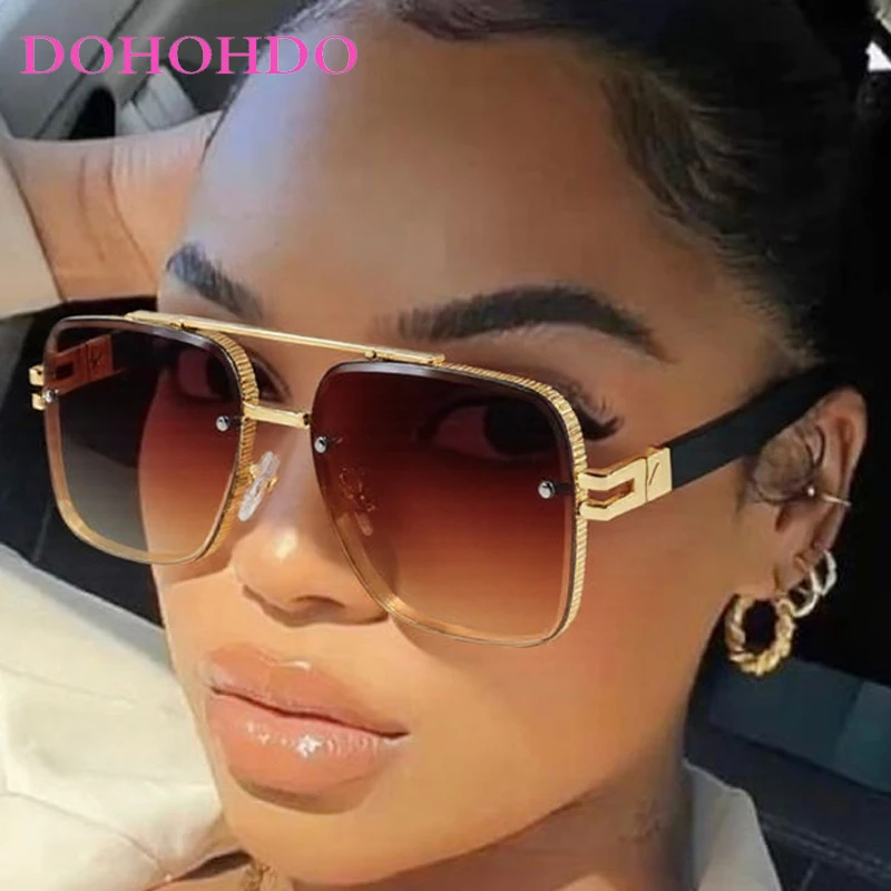 

Fashion Pilot Oversized Square Frame Sunglasses Women Man Retro Luxury Design Sunglasses Driving Travel Shades Unisex UV400 Очки