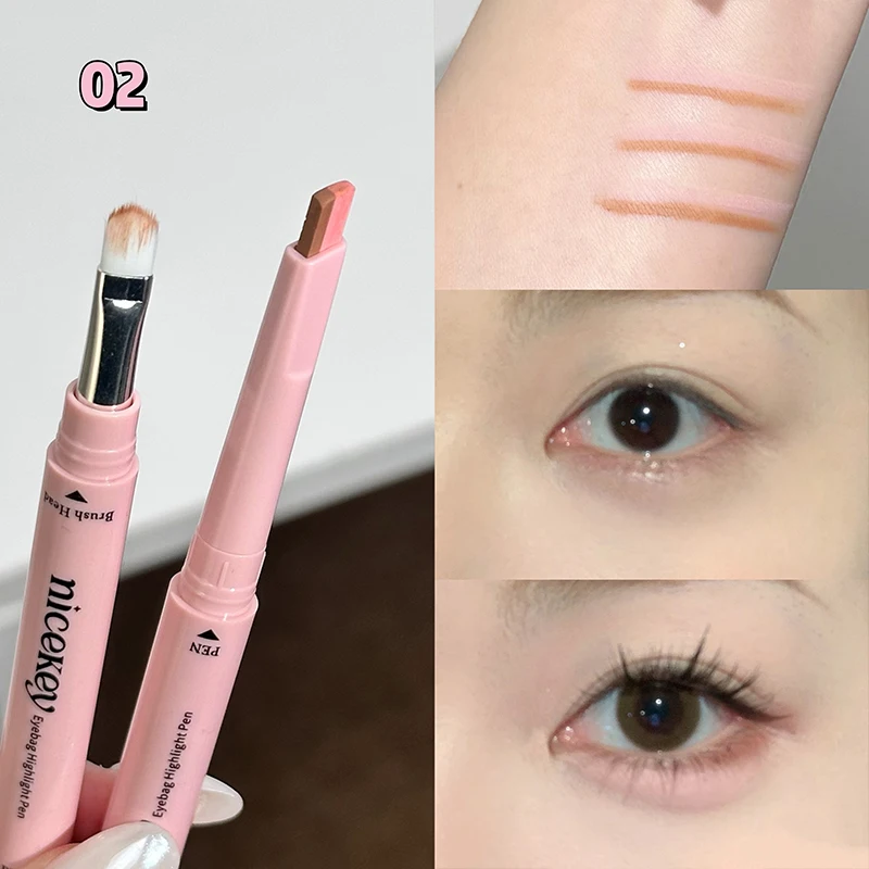 NICEKEY Two-tone Paste Lying Silkworm Pen Under Eye Liner Brighten Shadow Pencil Makeup Nude Pink Beige Eyeliner Pen Contouring