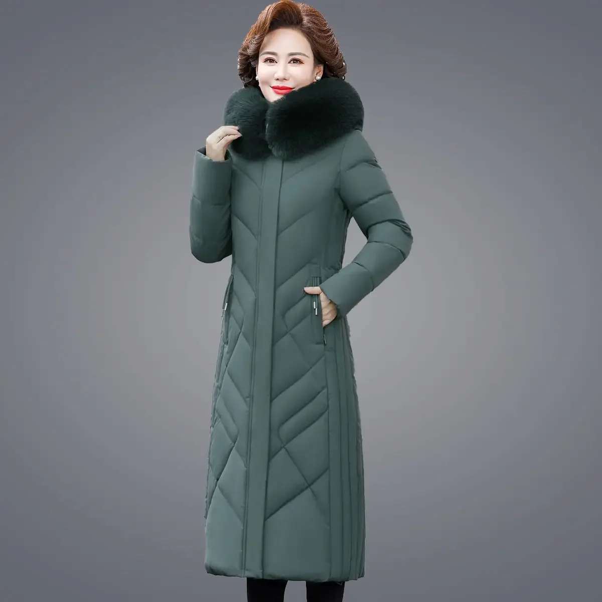 Orwindny New Collection Winter Jacket Clothes Mid Aged And Elderly Parka Cotton-Padded Coat Snow Wear XL-6XL SolidThickened Coat