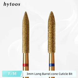 HYTOOS 3mm Large Barrel Cone Cuticle Clean Nail Drill Bit, Titanium Russian Diamond Nail Bits Dead Skin Nail Cleaner Accessories