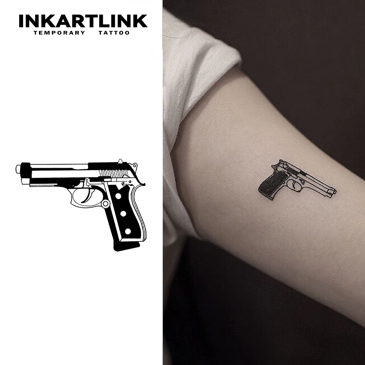 3 pcs Gun Temporary Tattoo,Lasts To 15 Days New Technology Magic Waterproof Semi Permanent Sticker.