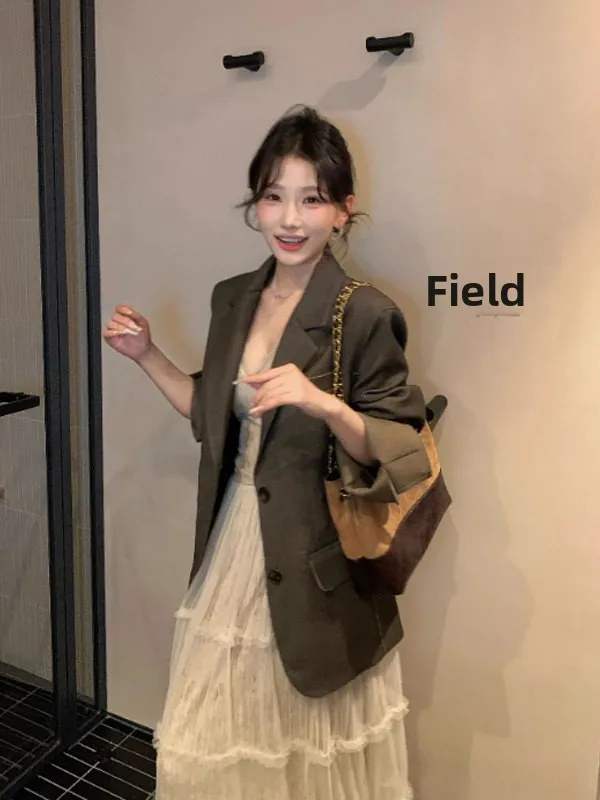 

Korean Sle Faionable Suit Jaet And Skirt Two-Piece Set Ele Clete Outfit Ootd Spring 2025 Women's Workwear