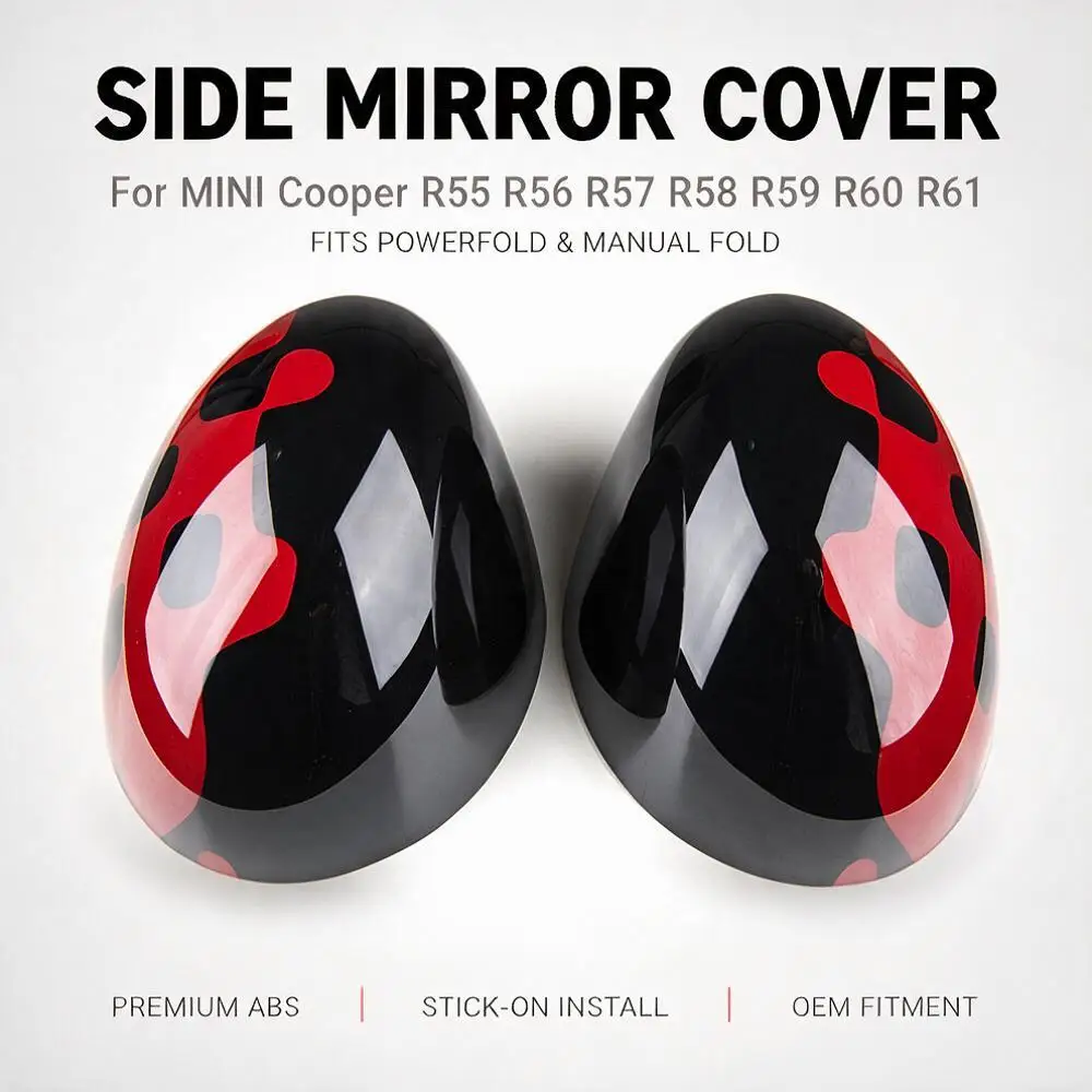 or MINI Cooper R55 R56 R57 R58 R59 R60 R61 2007-2016 ABS Vivid Metallic Mirror Caps Cover Glossy Stick-on Powerfold